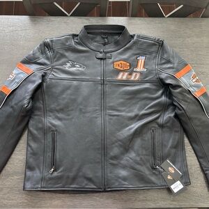 Harley-Davidson Screaming Eagle Black Leather Biker Jacket